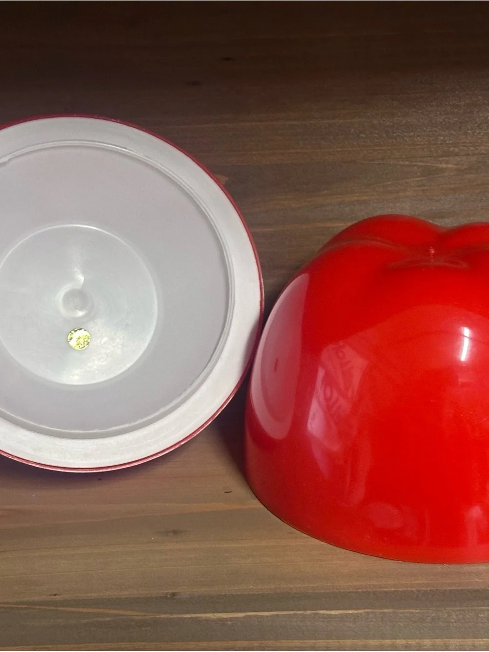 Vintage Red Apple Ice Bucket Shape Fun Plastic MCM Kitsch Barware Retro Bar Cart